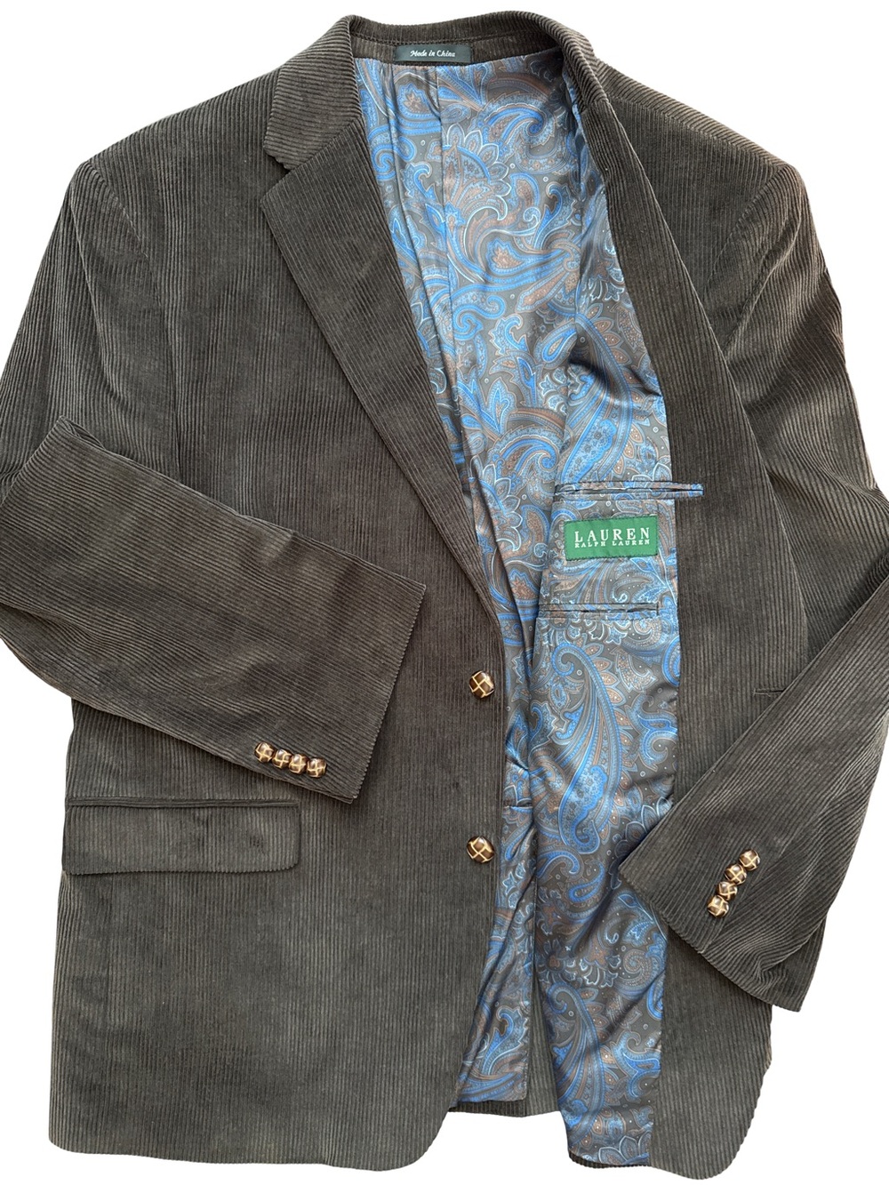 Lauren Ralph Lauren Men’s Corduroy Blazer Jacket Brown Buttons Designer Size XL